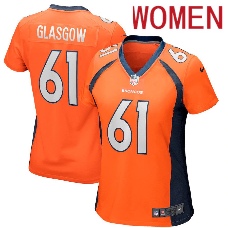 Women Denver Broncos #61 Graham Glasgow Nike Orange Player Game NFL Jersey